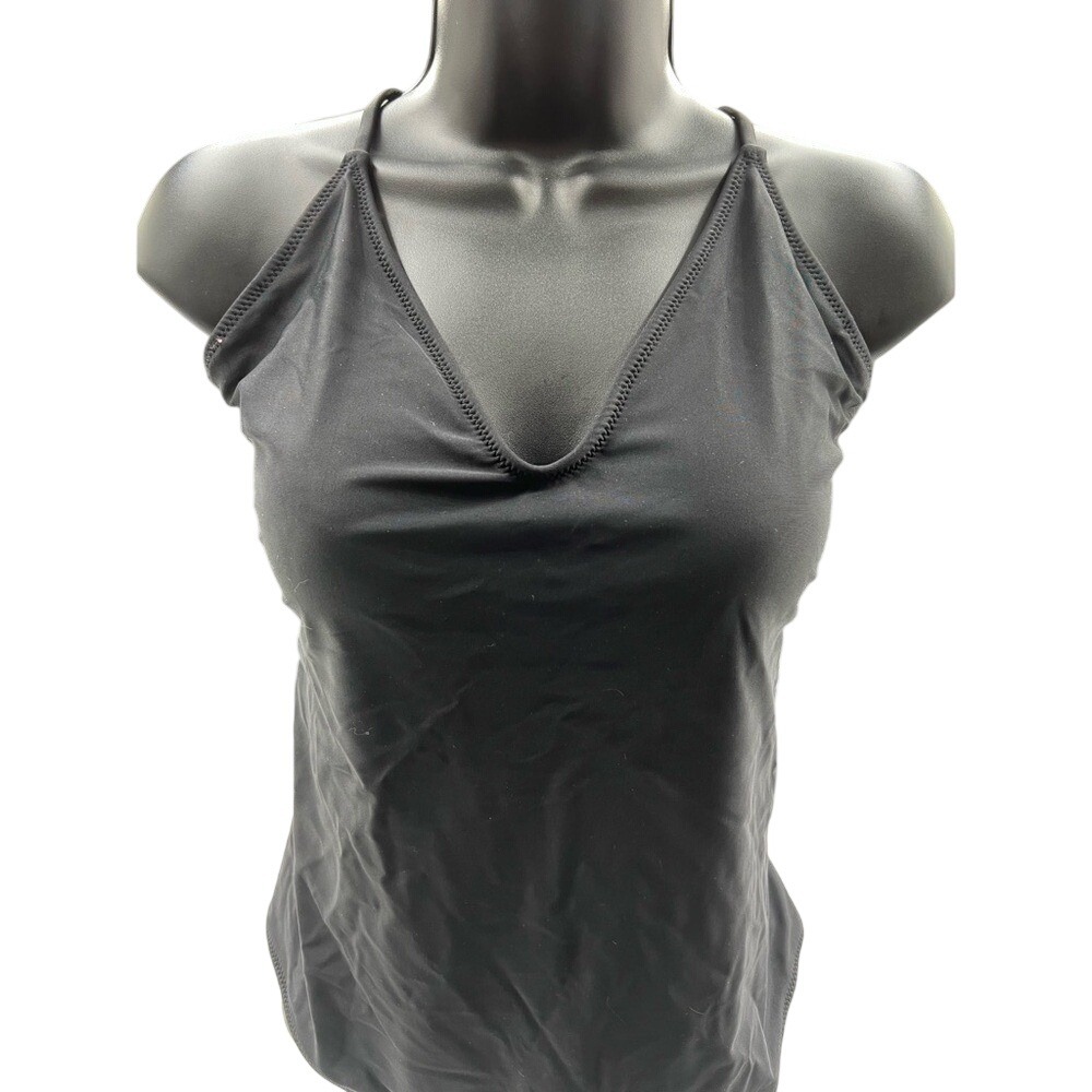 Ekouaer Womens Black One Piece Swimsuit V-Neck Lace Up Back Bodysuit NWT - Picture 6 of 13